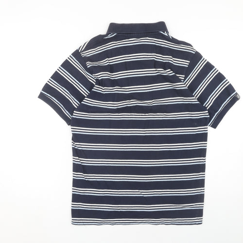 Champion Men's Blue Striped Polo Shirt Small