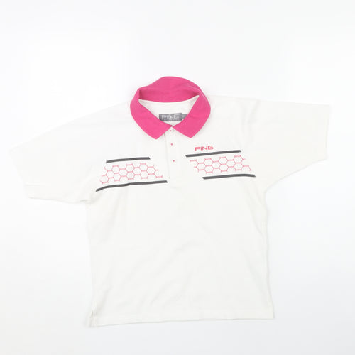 PING Unisex Kids White Polo Shirt M