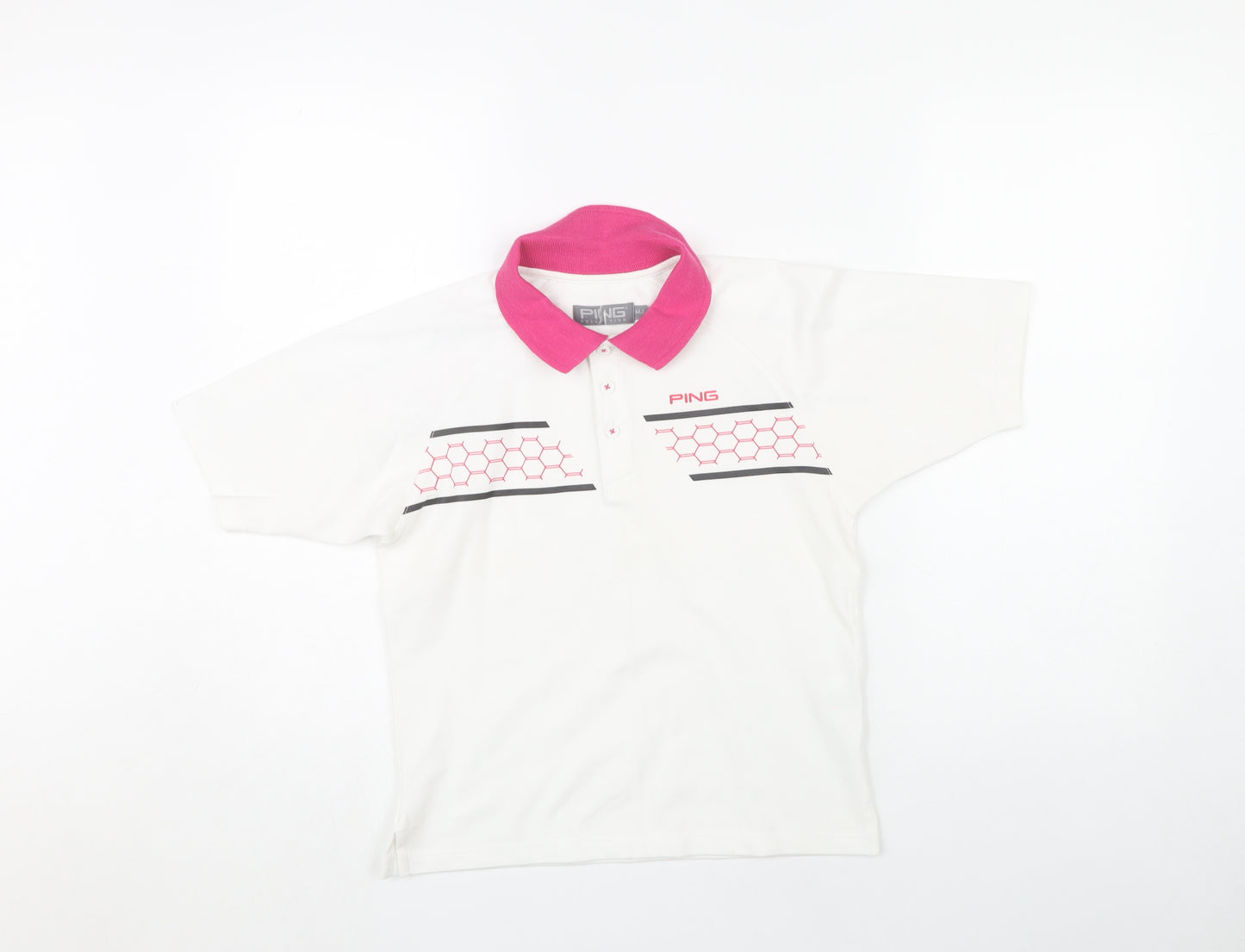 PING Unisex Kids White Polo Shirt M