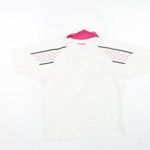 PING Unisex Kids White Polo Shirt M