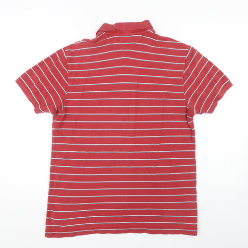 Hilfiger Denim Men's Red Striped Polo Shirt Large