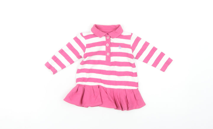 An Original Penguin Pink Striped Unisex Baby Dress, 3-6 M