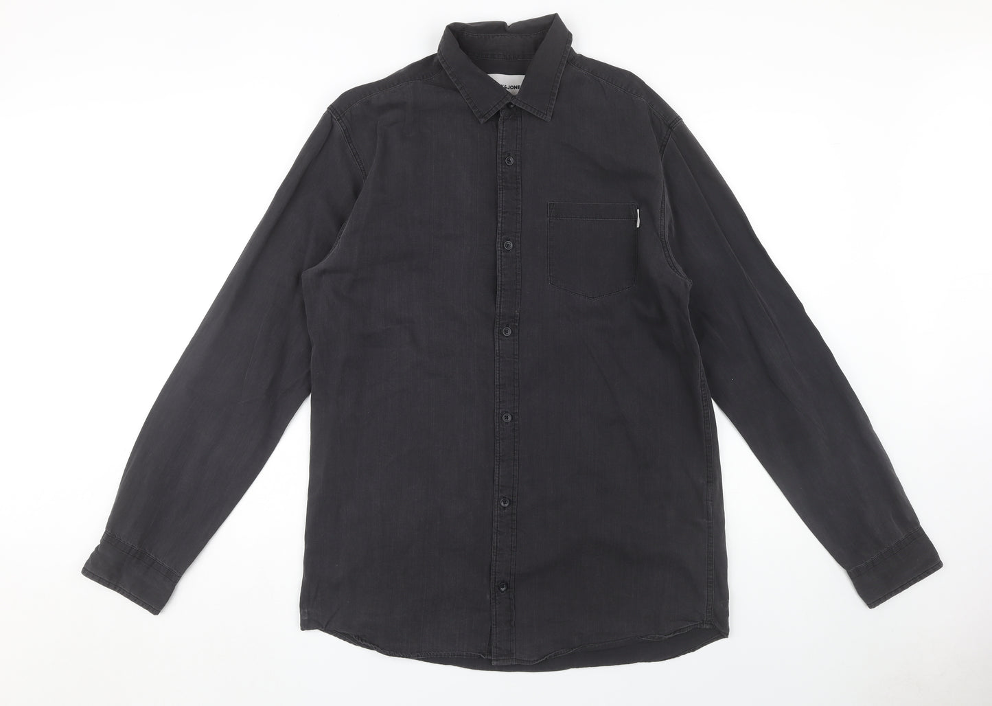 Jack & Jones Men's Black Button-Up Shirt L