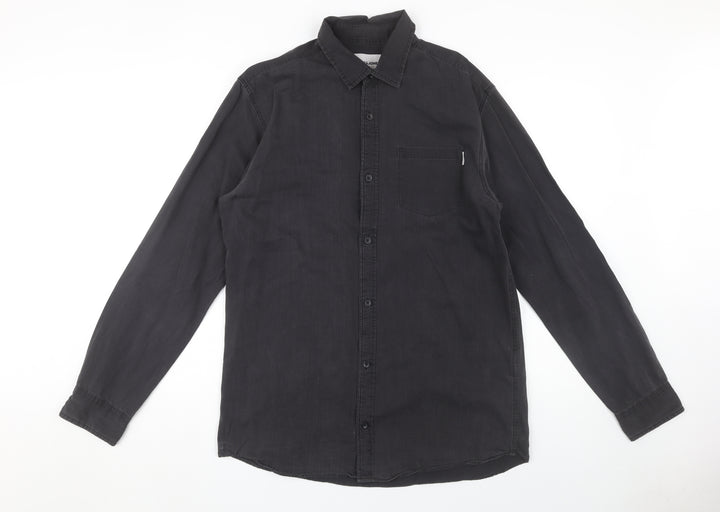 Jack & Jones Men's Black Button-Up Shirt L