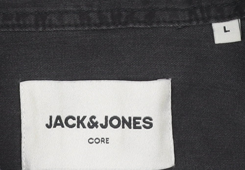 Jack & Jones Men's Black Button-Up Shirt L