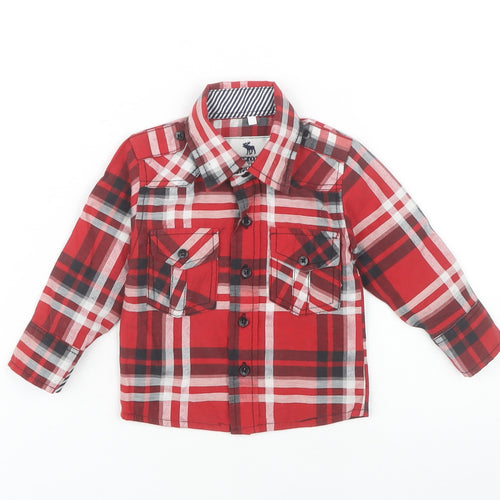 Abercrombie Boys Red Plaid Cotton Button-Up Shirt M