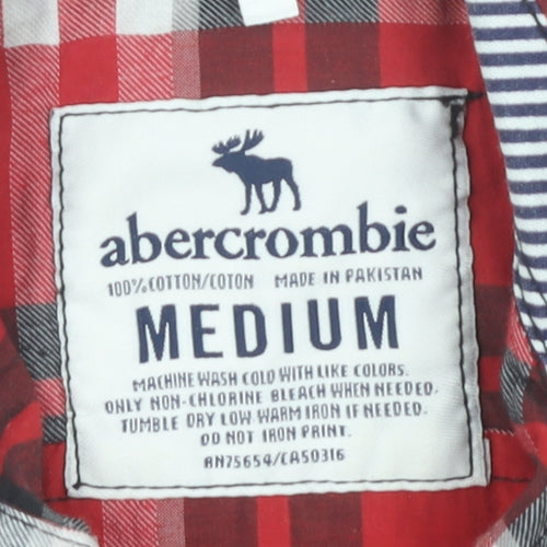 Abercrombie Boys Red Plaid Cotton Button-Up Shirt M