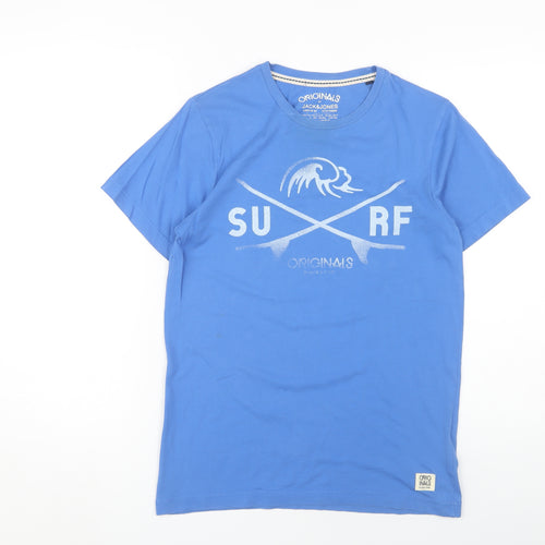 Jack & Jones Men's Blue Surf Graphic T-Shirt Size S