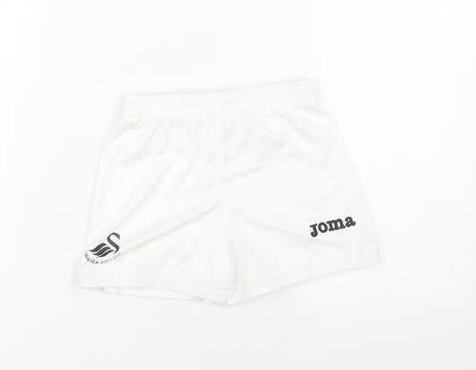 Joma Boys White Athletic Shorts Size 4 Polyester