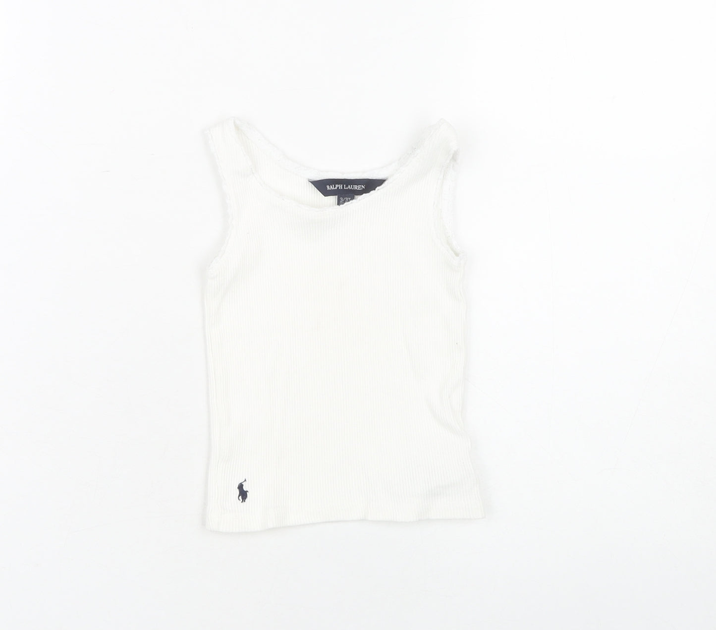 Ralph Lauren Girls' White Cotton Sleeveless Tank Top 3-4 Years