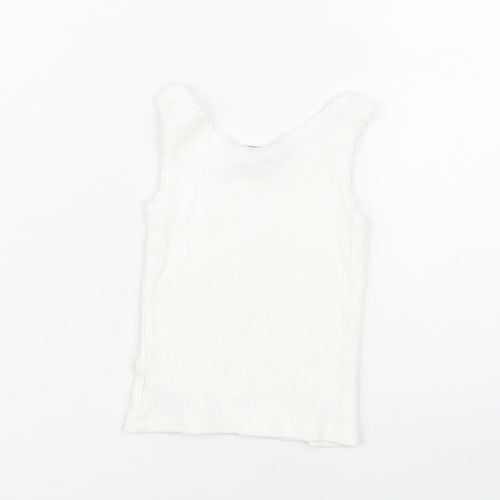 Ralph Lauren Girls' White Cotton Sleeveless Tank Top 3-4 Years