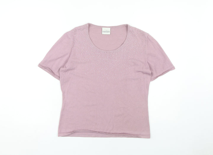 Eastex Women's Pink Beaded T-Shirt - Size 10