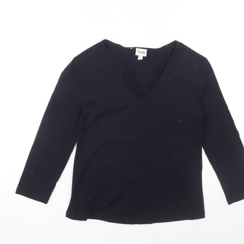 Viyella Women's Black V-Neck Blouse, Size S