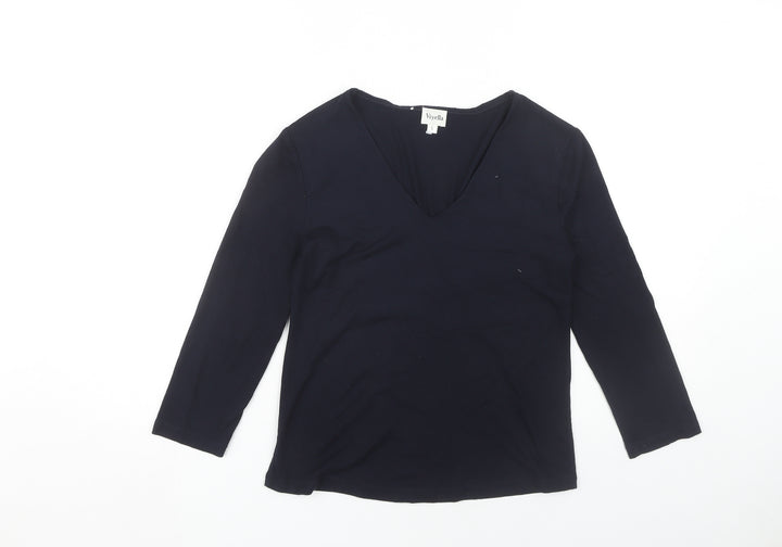 Viyella Women's Black V-Neck Blouse, Size S