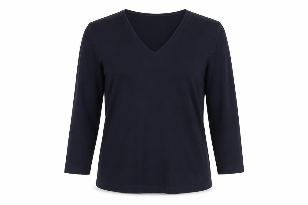 Front view of Viyella Women's Black V-Neck Blouse, size S