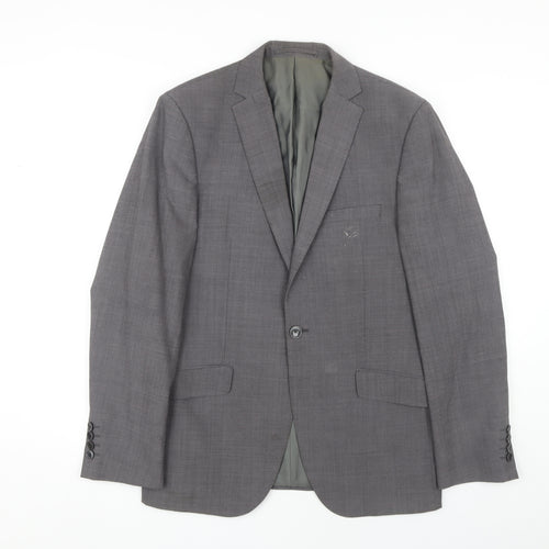 Moss London Men's Grey Slim Fit Blazer, Size M