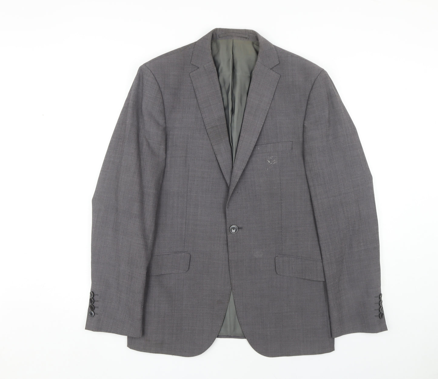 Moss London Men's Grey Slim Fit Blazer, Size M