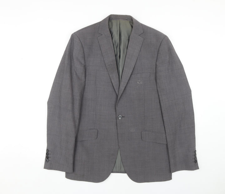Moss London Men's Grey Slim Fit Blazer, Size M