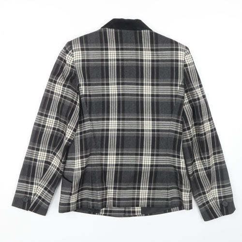 Alexon Women's Plaid Wool Jacket, Black/Grey, Size 10