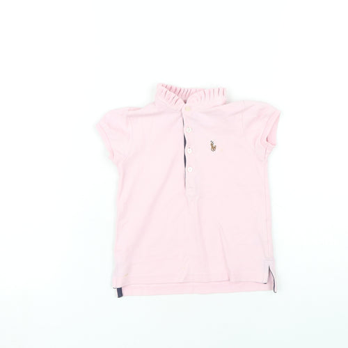 Ralph Lauren Girls Pink Polo Shirt 3-4 Years Short Sleeve