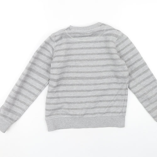 Bench Boys Grey Graphic Striped Pullover Sweatshirt 9-10 Yrs