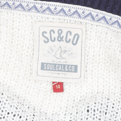 SoulCal & Co Women's Blue Open Front Cardigan, Size 14