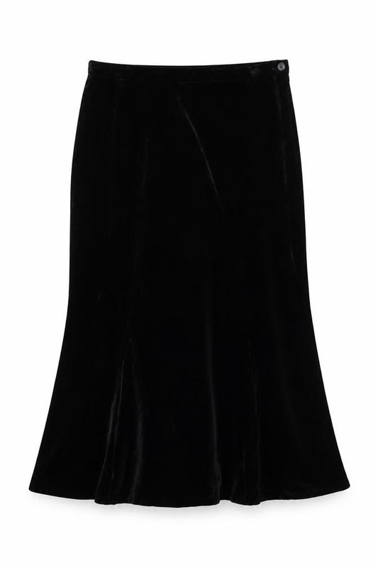 Front view of Viyella Women's Black Skirt, size 14, Viscose & Silk