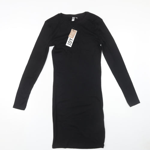 JDY Women's Black Bodycon Dress - Size S, Midi, Long Sleeve