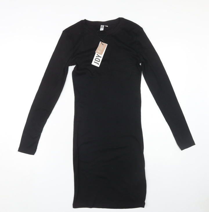 JDY Women's Black Bodycon Dress - Size S, Midi, Long Sleeve