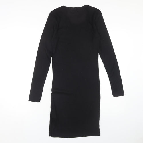 JDY Women's Black Bodycon Dress - Size S, Midi, Long Sleeve