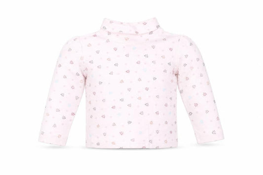 Front view of Junior J Pink Floral Top unisex baby long sleeve 12-18m