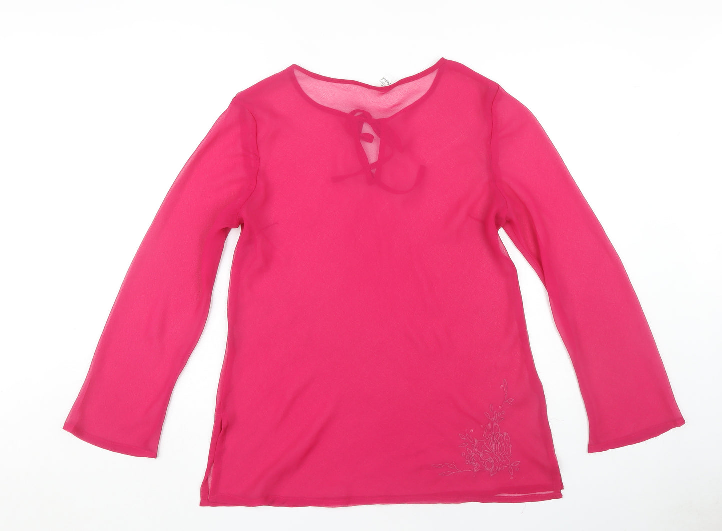 Jeff Banks Women's Pink Embroidered Sheer Cover Up M