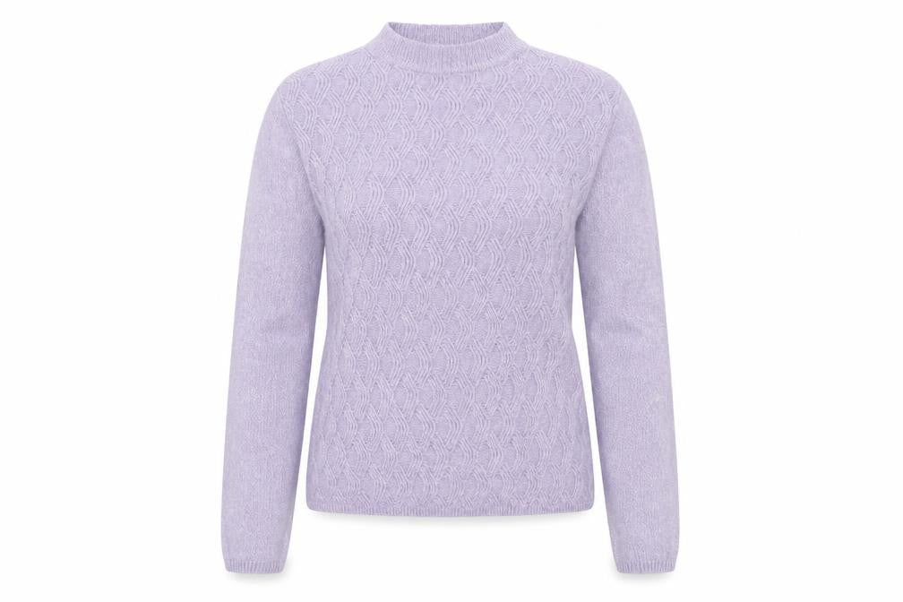 Front view of Honor Millburn Women’s Purple Mock Neck Sweater S