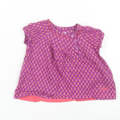 Ted Baker Girls Purple Blouse 3-6 Months Short Sleeve