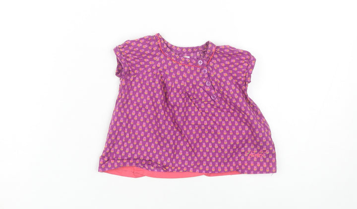 Ted Baker Girls Purple Blouse 3-6 Months Short Sleeve