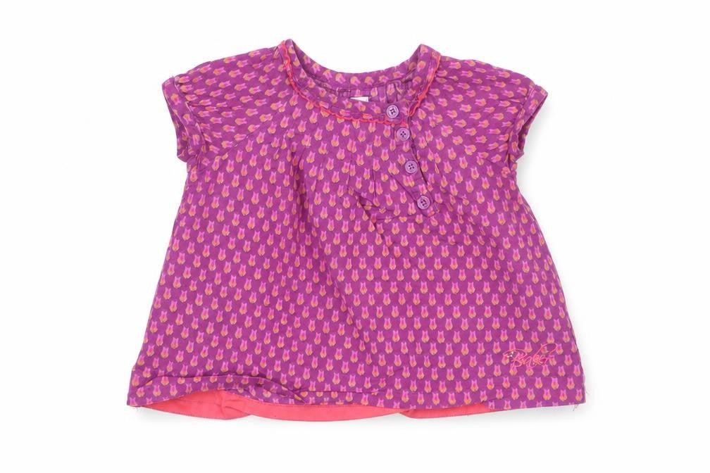 Front view of Ted Baker girls’ purple blouse 3-6 months short sleeve