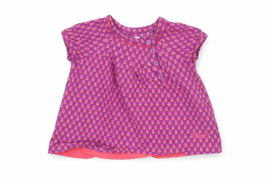 Front view of Ted Baker girls’ purple blouse 3-6 months short sleeve