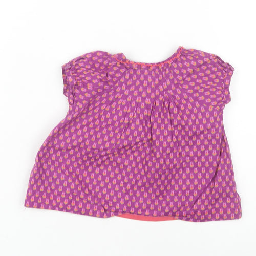 Ted Baker Girls Purple Blouse 3-6 Months Short Sleeve