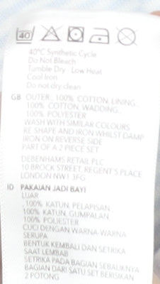 Jasper Conran Unisex Blue Striped Babygrow 3-6 Months