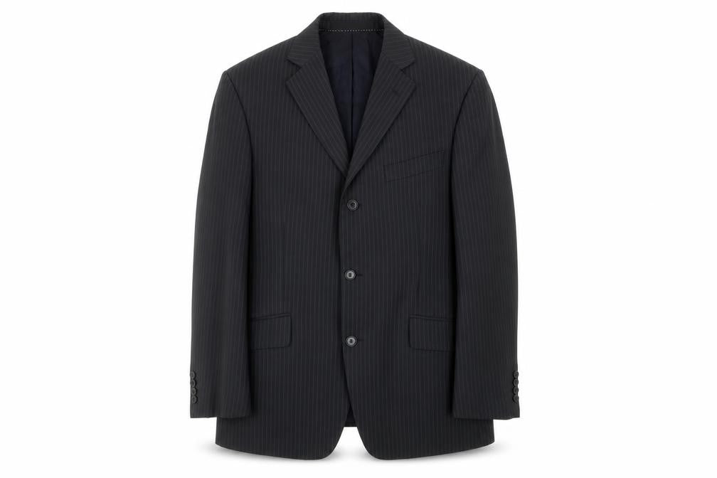Moss Men's Grey Striped Blazer, Medium Regular Fit