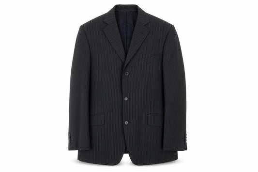 Moss Men's Grey Striped Blazer, Medium Regular Fit