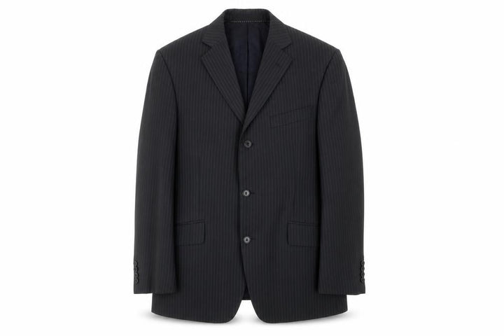 Moss Men's Grey Striped Blazer, Medium Regular Fit