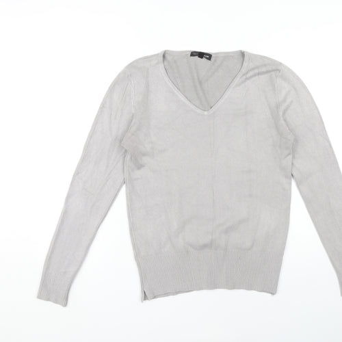 Caroline Morgan Women's Grey V-Neck Pullover Jumper Size 14
