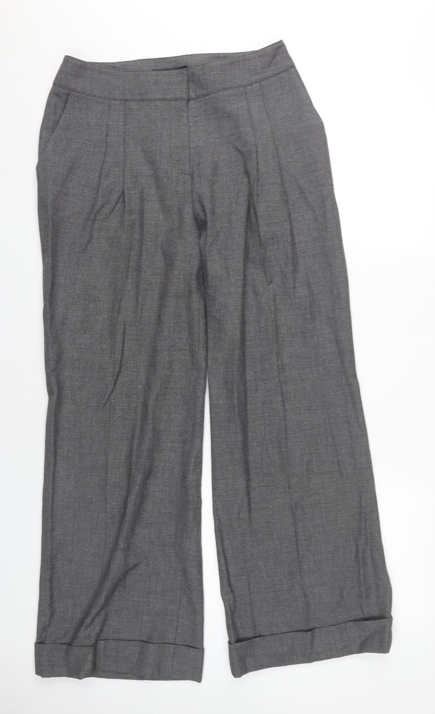Laura Ashley Women's Grey Wide-Leg Trousers Size 10