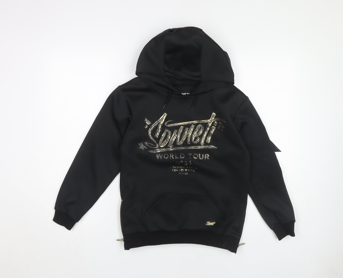 Sonneti Boys Black Pullover Hoodie 10-12 Years with Logo Details