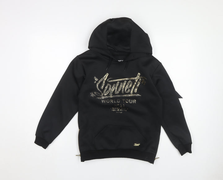 Sonneti Boys Black Pullover Hoodie 10-12 Years with Logo Details
