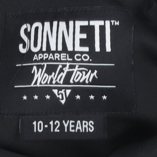 Sonneti Boys Black Pullover Hoodie 10-12 Years with Logo Details