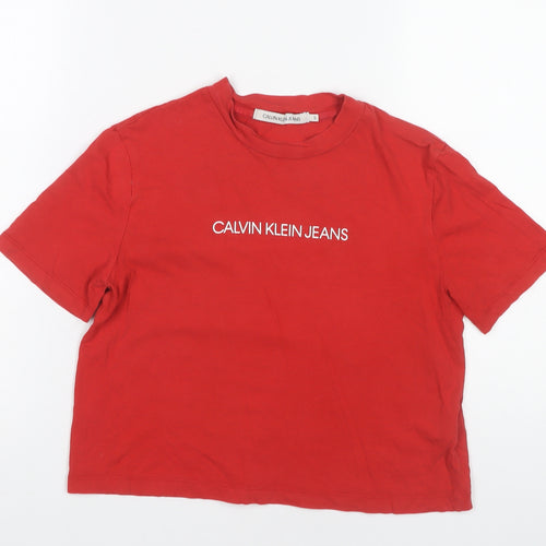 Calvin Klein Jeans Women Red S Cotton T-Shirt
