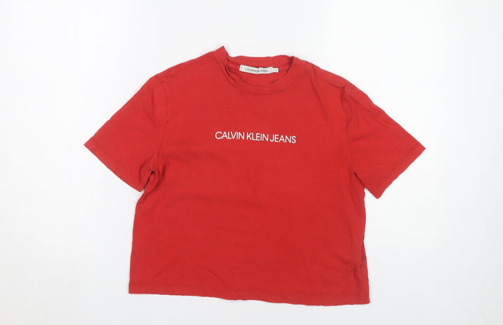 Calvin Klein Jeans Women Red S Cotton T-Shirt