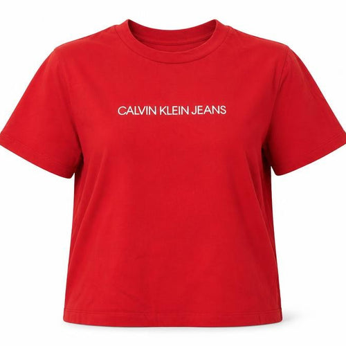 Calvin Klein Jeans Women Red S Cotton T-Shirt